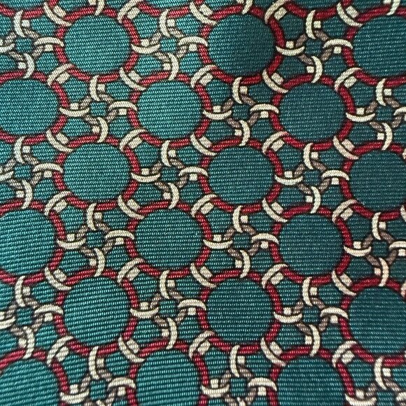 Regent Bert Pulitzer Vintage Mens Silk Tie Teal Geometric Pattern Made In USA - Picture 9 of 9